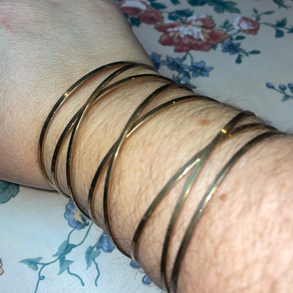 fashion bracelet criss cross cuff long gold